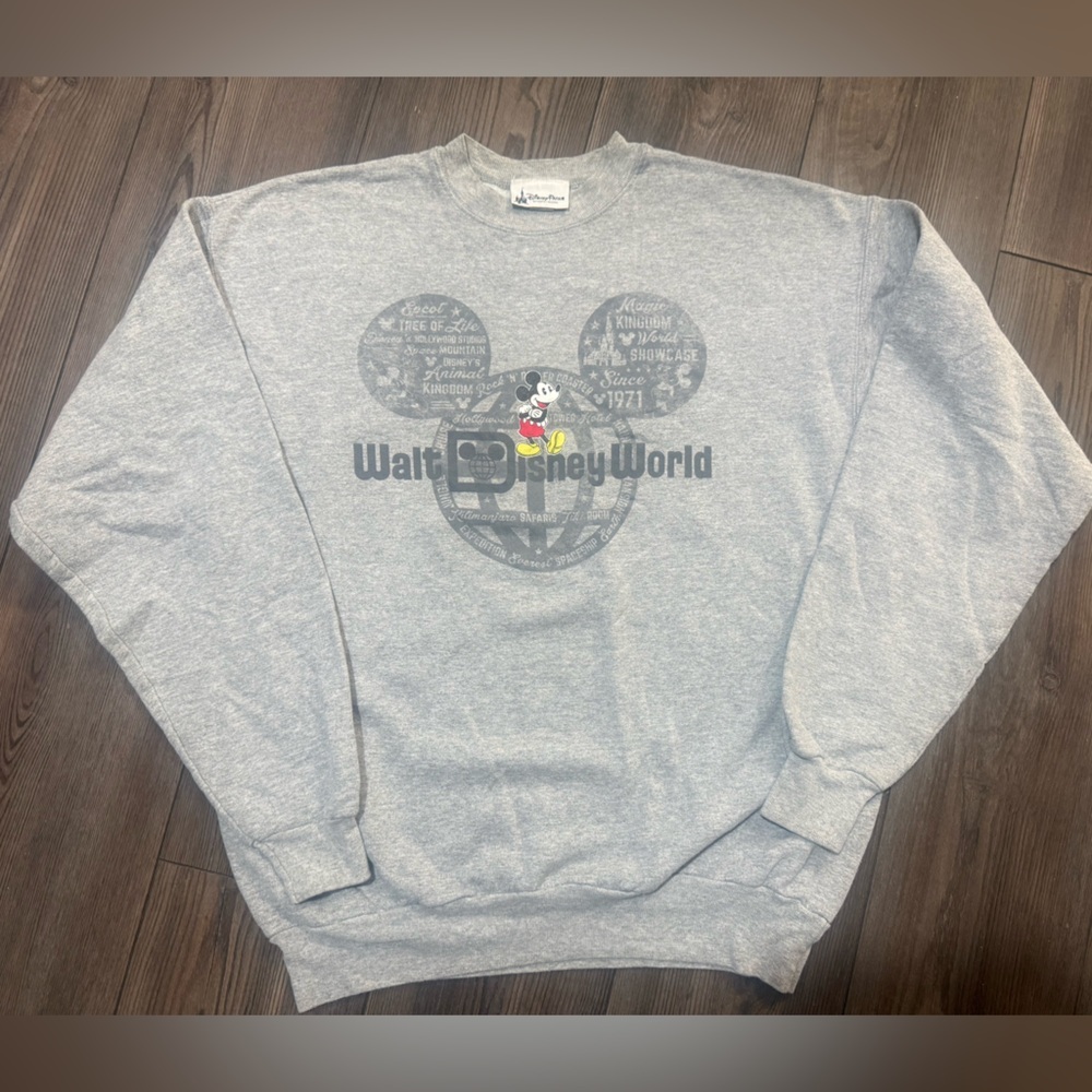Disney Parks Y2K Mickey Sweatshirt Gray Crewneck Unisex Men’s Large